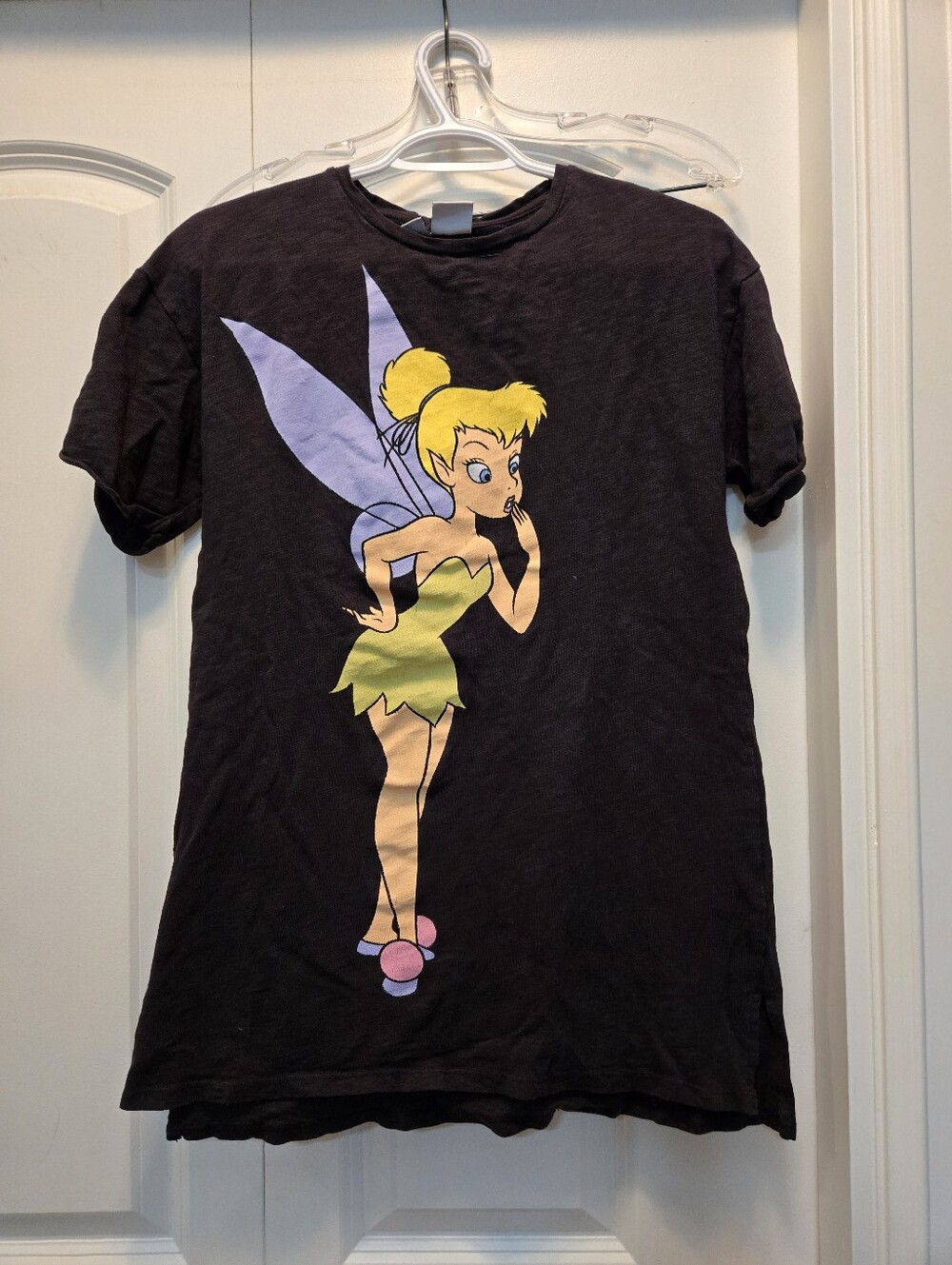 Disney Zara Black Tee with Yellow Tinker Bell Graphic